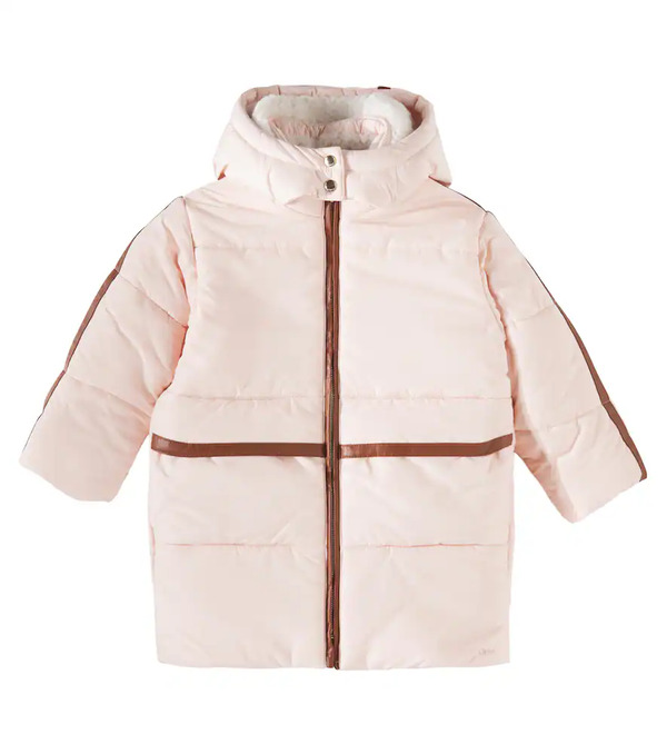  Chloe Kids Chloã© Kids Faux Leather-trimmed Puffer Coat 