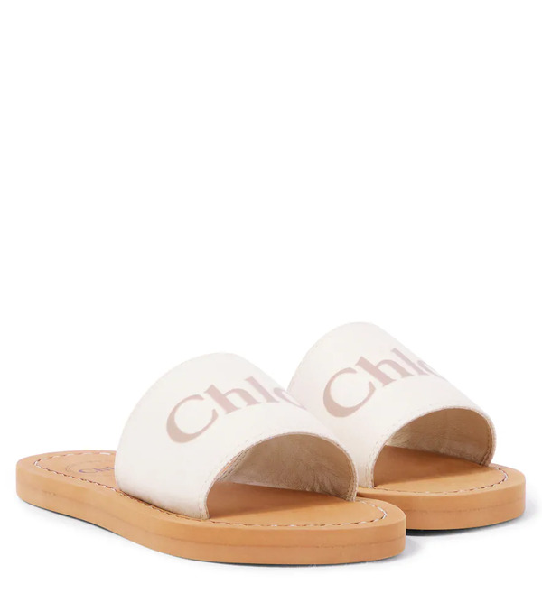  Chloe Kids Chloã© Kids Logo Embossed Denim Slides 