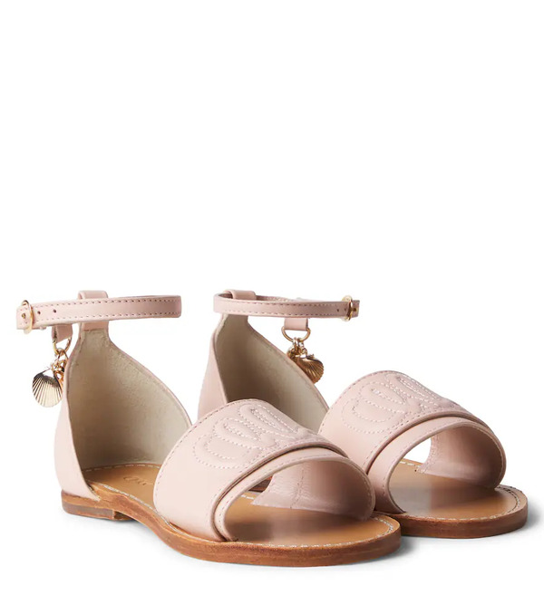  Chloe Kids Chloã© Kids Logo Leather Sandals 