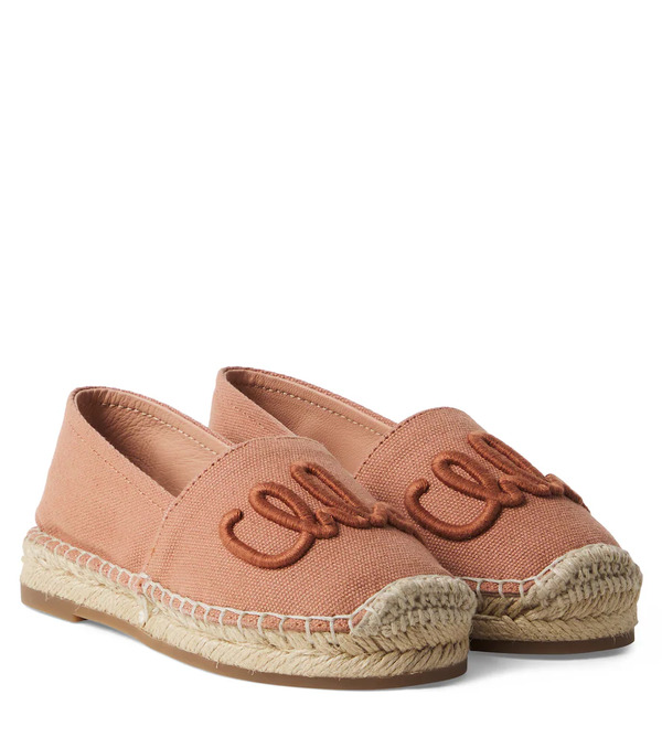  Chloe Kids Chloã© Kids Logo Leather-trimmed Espadrilles 