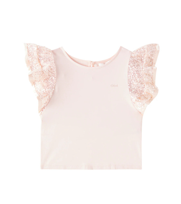  Chloe Kids Chloã© Kids Sequined Cotton Jersey Top 