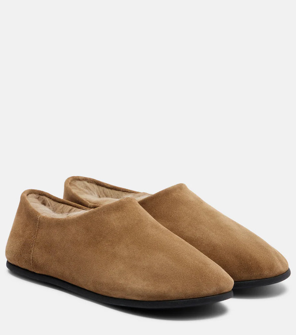  Christen Christen Big Bootie Shearling-trimmed Suede Slip-on Shoes 