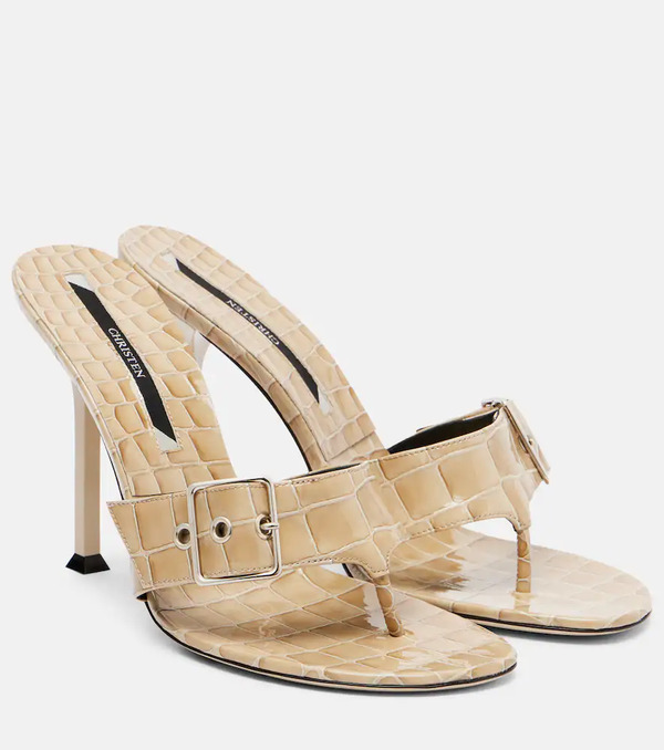  Christen Christen Helix 95 Croc-effect Patent Leather Mules 