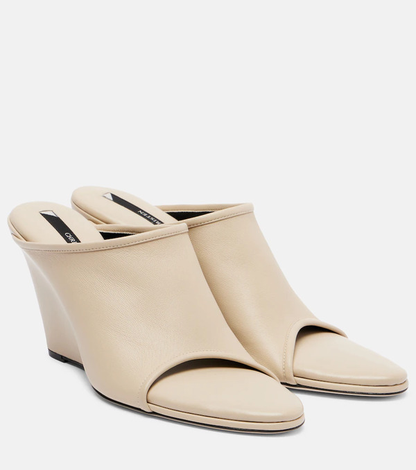 Christen Christen Strap Stretch 75 Leather Wedge Mules 