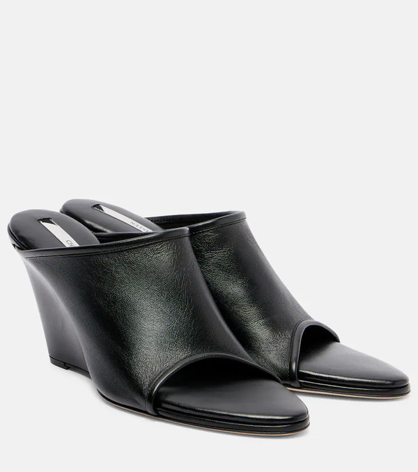  Christen Christen Strap Stretch 75 Leather Wedge Mules 