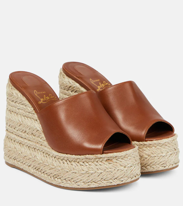  Christian Louboutin Christian Louboutin Ariella Zeppa Leather Espadrille Wedges 