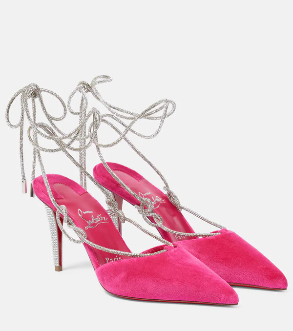  Christian Louboutin Christian Louboutin Astrid Lace Strass 85 Velvet Pumps 