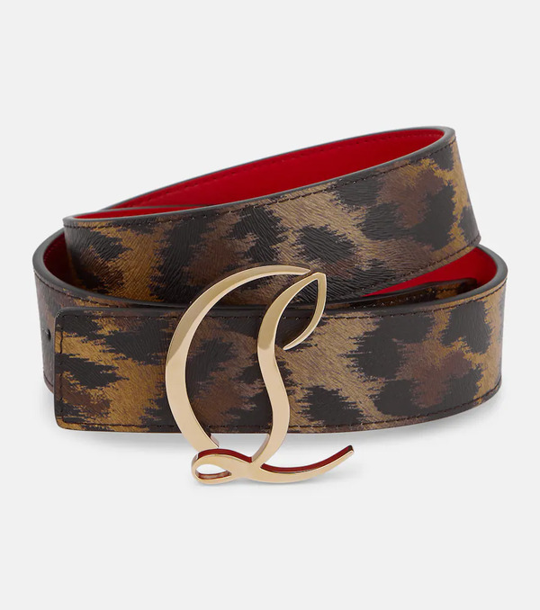  Christian Louboutin Christian Louboutin Cl Logo Animal-print Leather Belt 