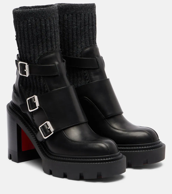  Christian Louboutin Christian Louboutin Cortinetta College 100 Leather Ankle Boots 