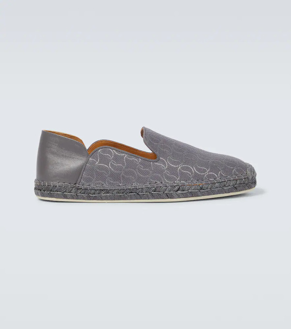  Christian Louboutin Christian Louboutin Espadon Leather-trimmed Jacquard Espadrilles 