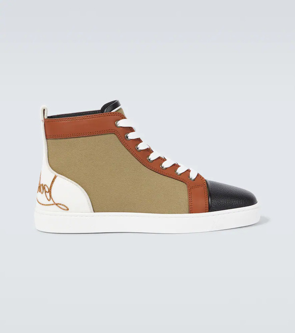  Christian Louboutin Christian Louboutin Fun Louis Leather-trimmed Sneakers 