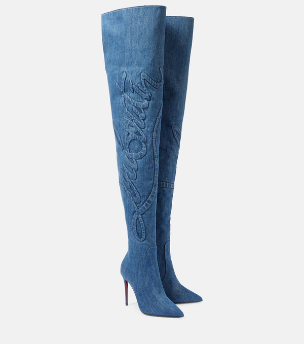 Christian Louboutin Christian Louboutin Kate Botta Alta 100 Denim Over-the-knee Boots 