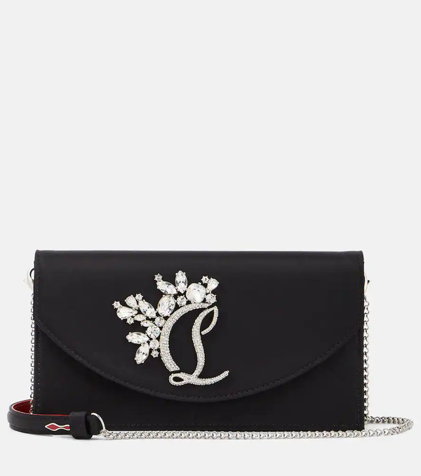  Christian Louboutin Christian Louboutin Loubi54 Small Leather-trimmed Silk Clutch 