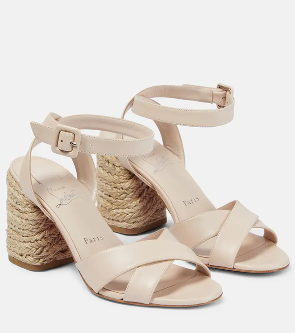  Christian Louboutin Christian Louboutin Mariza 85 Leather Espadrilles Sandals 