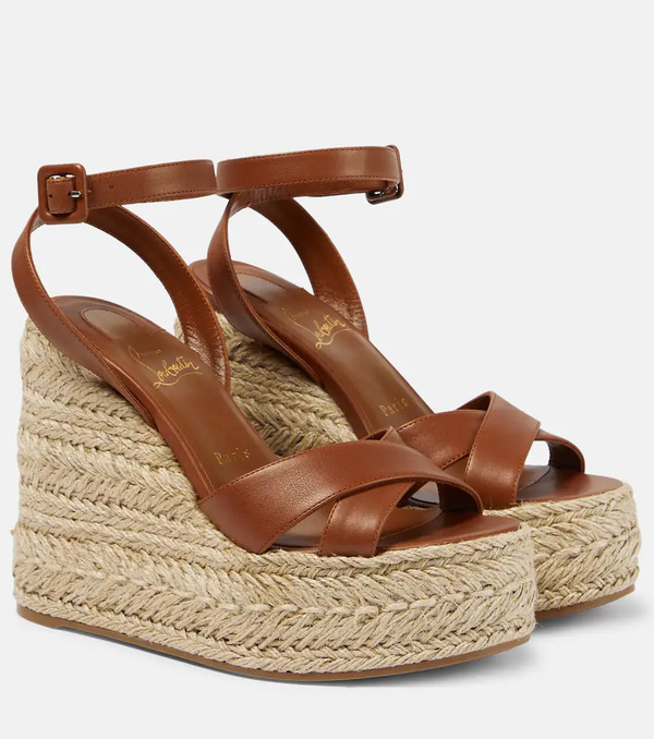  Christian Louboutin Christian Louboutin Mariza Zeppa Leather Espadrille Sandals 