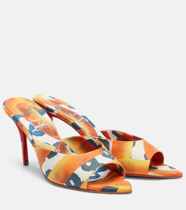  Christian Louboutin Christian Louboutin Miss Z 80 Coated Canvas Mules 