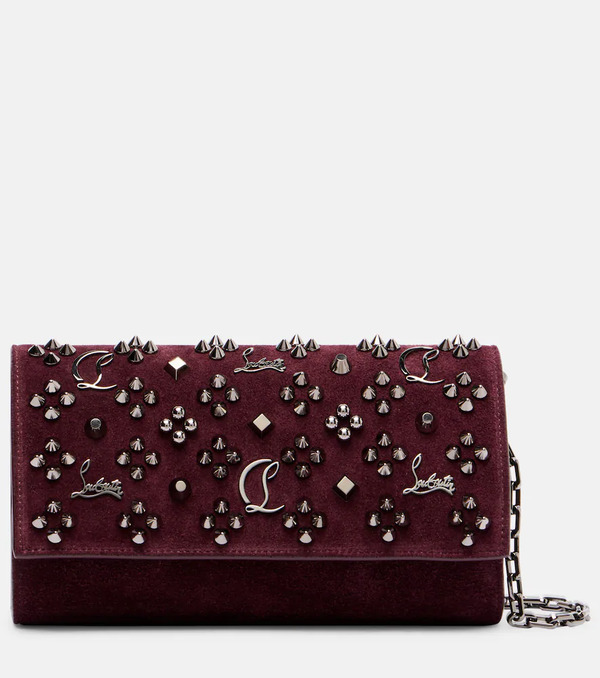  Christian Louboutin Christian Louboutin Paloma Studded Suede Wallet On Chain 