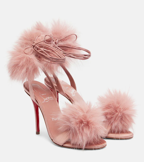  Christian Louboutin Christian Louboutin Patapompom 100 Crãªpe Satin Sandals 