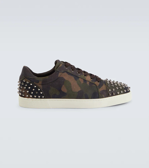  Christian Louboutin Christian Louboutin Seavaste Camouflage Spiked Suede Sneakers 