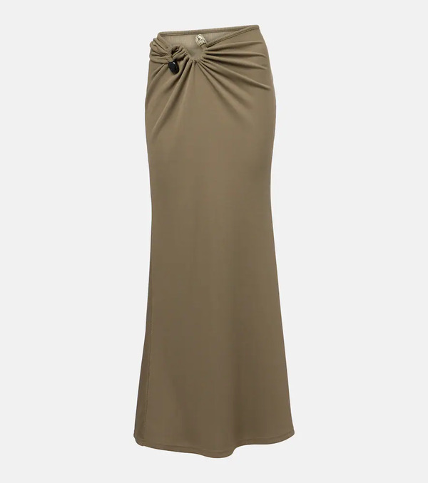  Christopher Esber Christopher Esber Embellished Ruched Jersey Maxi Skirt 