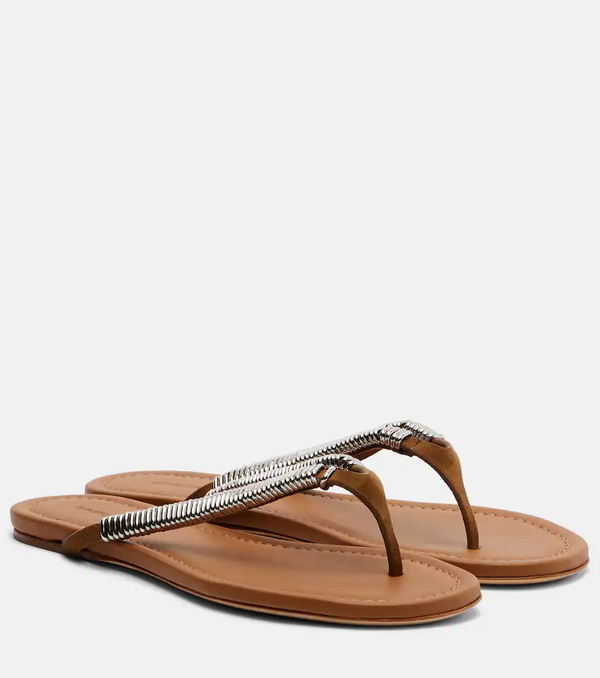  Christopher Esber Christopher Esber Frida Embellished Suede Thong Sandals 