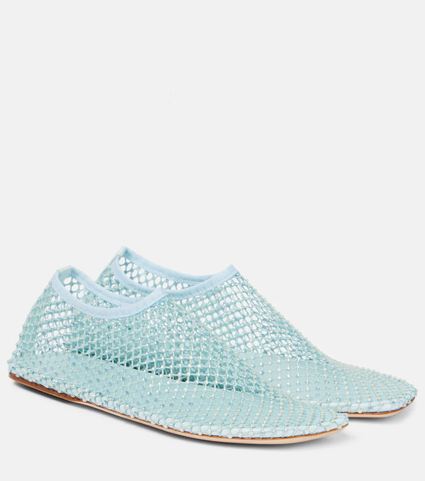  Christopher Esber Christopher Esber Minette Crystal-embellished Fishnet Ballet Flats 