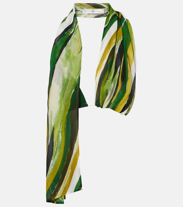  Christopher Esber Christopher Esber Printed Silk Scarf Bra Top 
