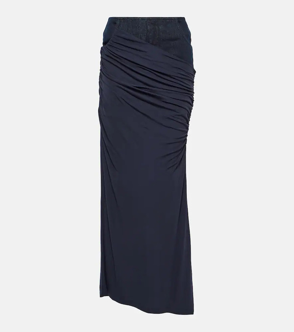  Christopher Esber Christopher Esber Ruched Denim Maxi Skirt 