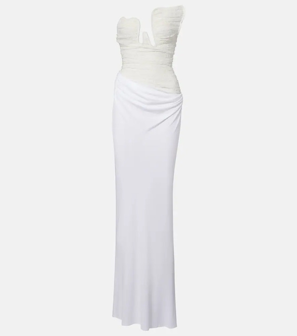  Christopher Esber Christopher Esber Salacia Ruched Lace And Jersey Gown 