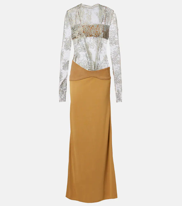  Christopher Esber Christopher Esber Sã¨pienne Lace And Suede Gown 