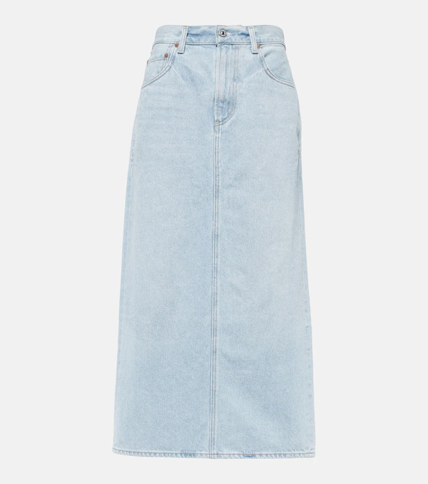  Citizens Of Humanity Citizens Of Humanity Verona Mid-rise Denim Midi Skirt 