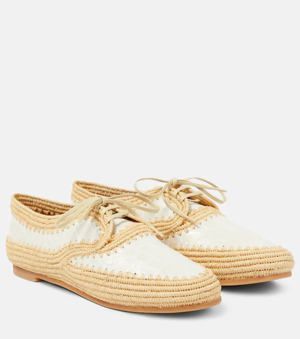  Clergerie Clergerie Idana Leather-trimmed Straw Brogues 