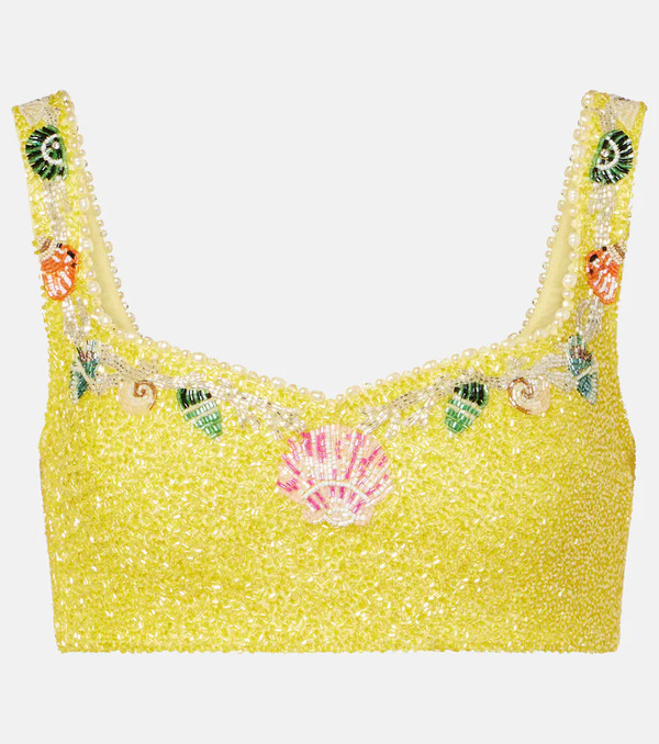  Clio Peppiatt Clio Peppiatt Marina Embellished Crop Top 