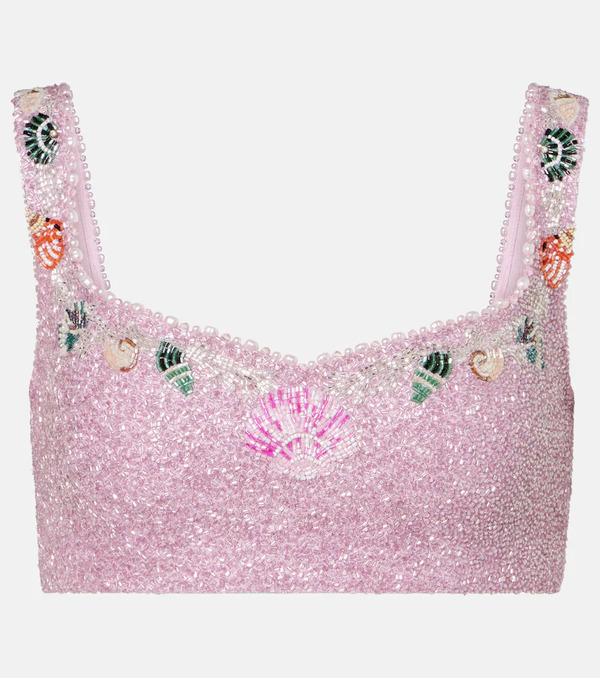  Clio Peppiatt Clio Peppiatt Marina Embellished Crop Top 