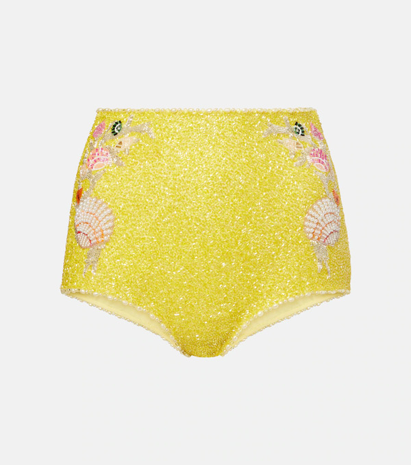  Clio Peppiatt Clio Peppiatt Marina Embellished High-rise Micro Shorts 