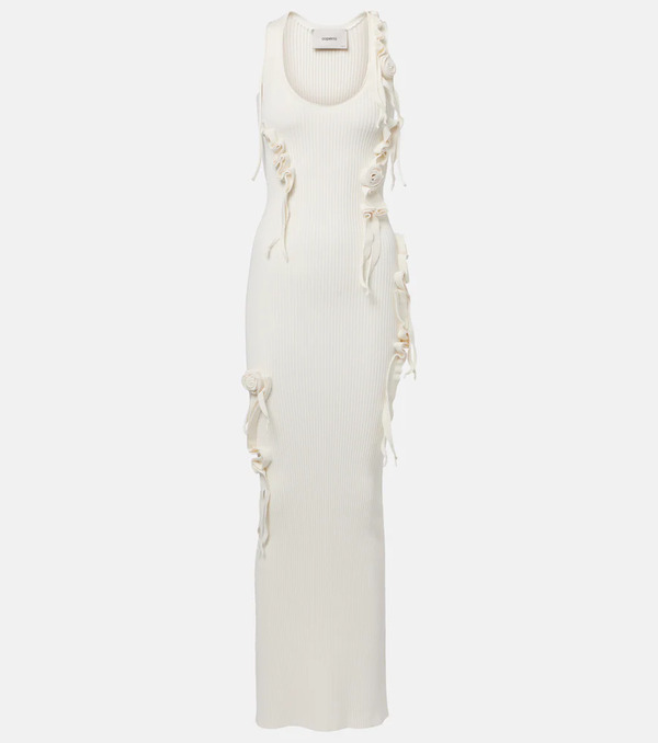  Coperni Coperni Floral-appliquã© Ribbed-knit Maxi Dress 