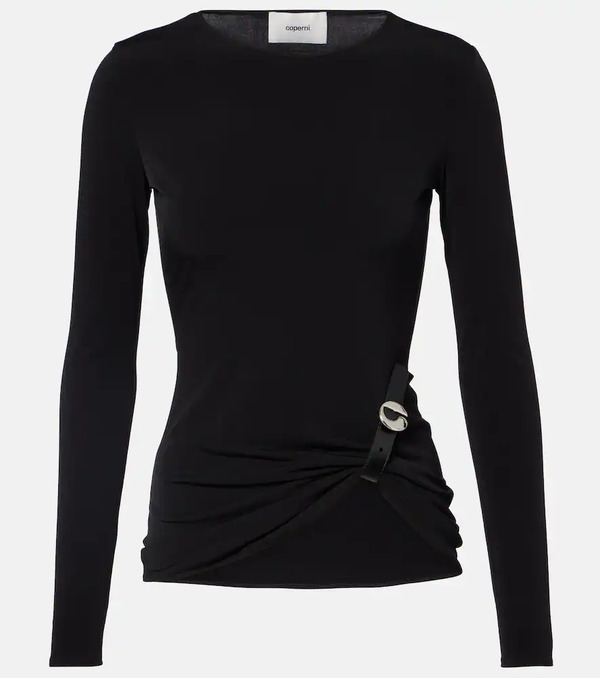  Coperni Coperni Gathered Leather-trimmed Top 