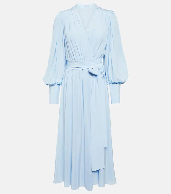  Costarellos Costarellos Draped Silk Midi Dress 