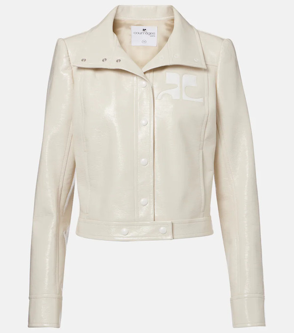  Courreges Courrã¨ges Logo Faux Leather Jacket 