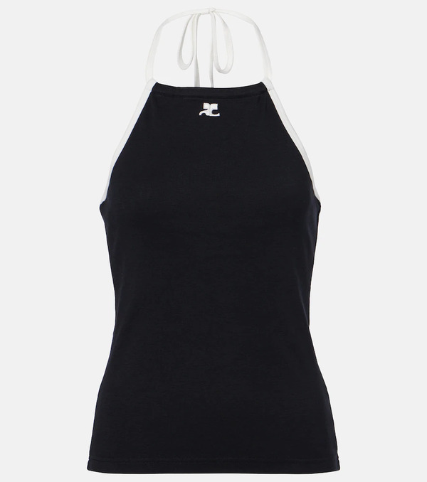  Courreges Courrã¨ges Logo Tie-back Cotton Halterneck Top 