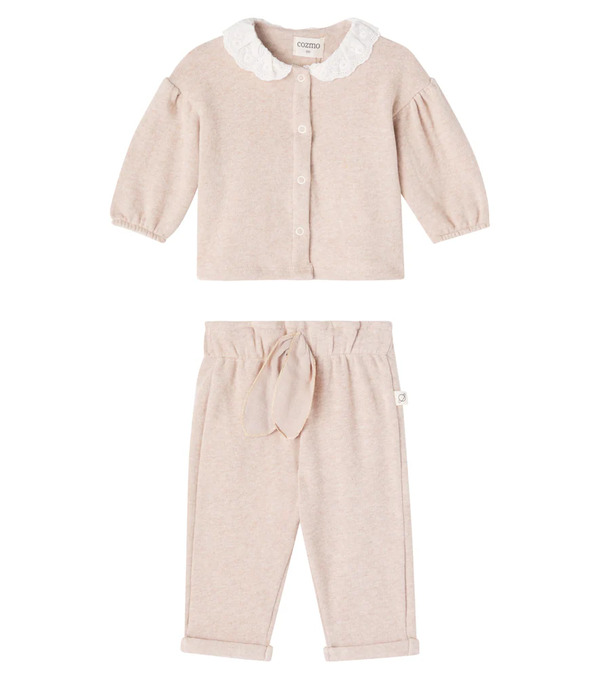  Cozmo Cozmo Baby Cotton-blend Cardigan And Sweatpants Set 