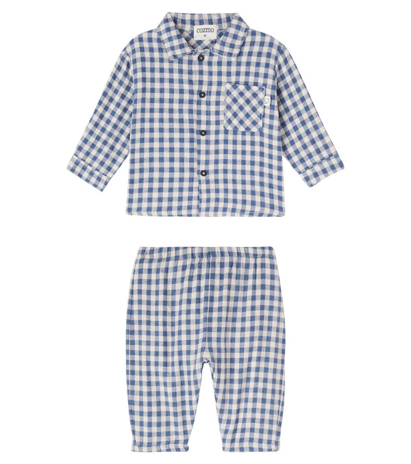  Cozmo Cozmo Baby Gingham Cotton Flannel Shirt And Pants Set 