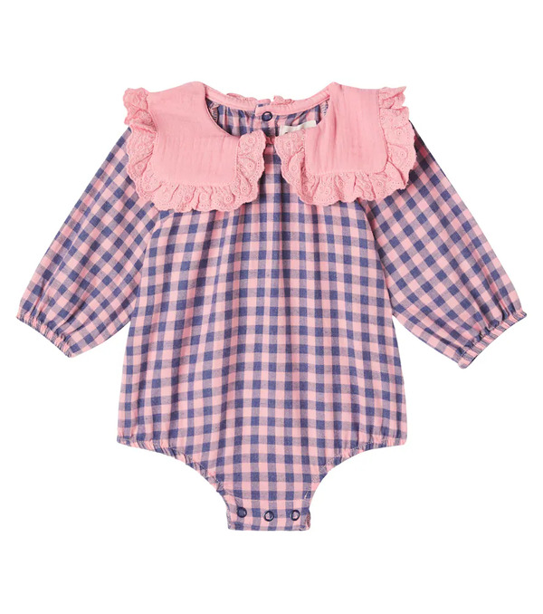  Cozmo Cozmo Baby Tavira Gingham Cotton Flannel Onesie 