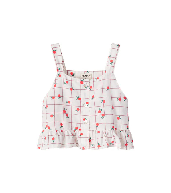  Cozmo Cozmo Salvia Printed Cotton Poplin Top 