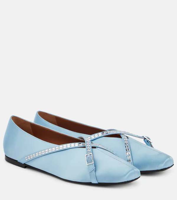  D'accori D'accori Cara Embellished Satin Ballet Flats 