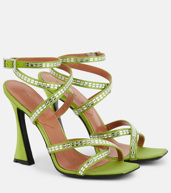  D'accori D'accori Carre Embellished Satin Sandals 