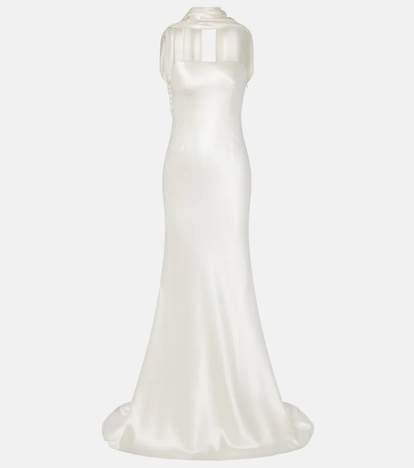  Danielle Frankel Danielle Frankel Bridal River Silk And Wool Bustier Gown 