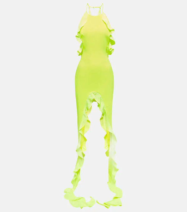  David Koma David Koma Asymmetric Ruffled Midi Dress 