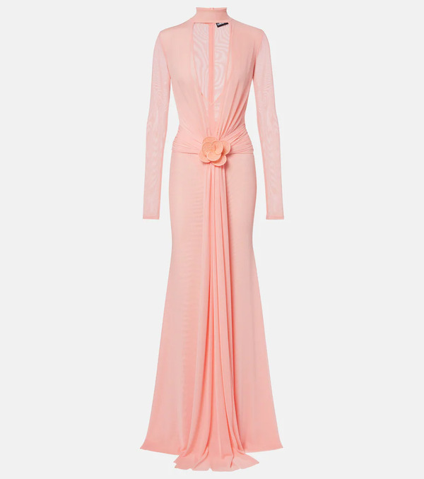  David Koma David Koma Draped Floral-appliquã© Mesh Gown 