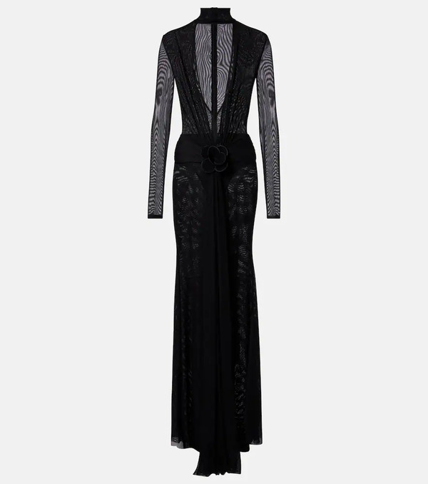  David Koma David Koma Floral-appliquã© Mesh Gown 